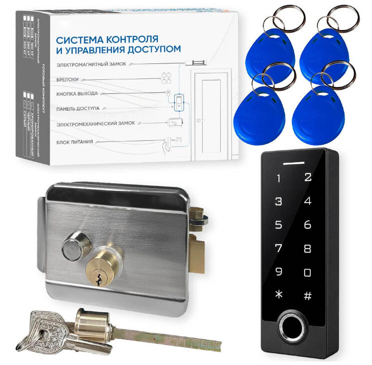 Комплект СКУД KIT-TF3EM-WP-W-SS эл. механический замок, RFID, WIFI, отпечаток, защита IP66
