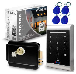 Система СКУД KIT-1203MF-B на 1 дверь, панель со считывателем RFID 13МГц Mifare, замок черный накладной, НЗ тип