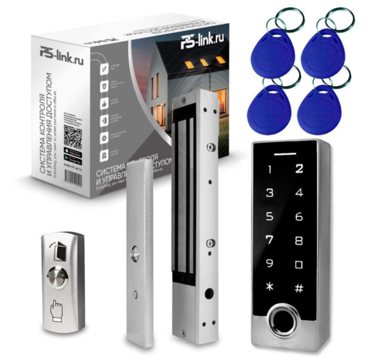 Система СКУД KIT-TF2EM-WP-W-280LED / отпечаток пальца / эл. магнитный замок 280кг / кодовая панель / RFID / WIFI